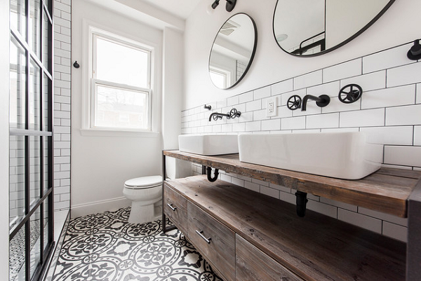 10 phòng tắm tuyệt đẹp được kết hợp bởi gỗ và màu trắng